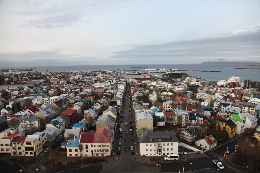 Reykjavík from top of spire of Hallgrímskirkja