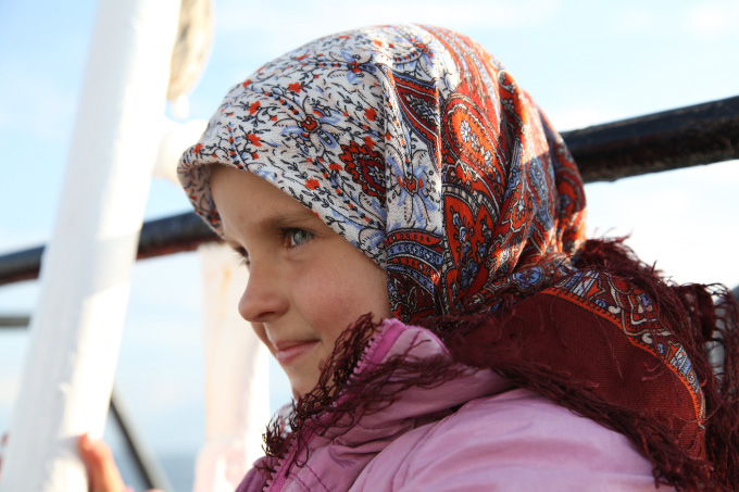 girl on ship on White Sea